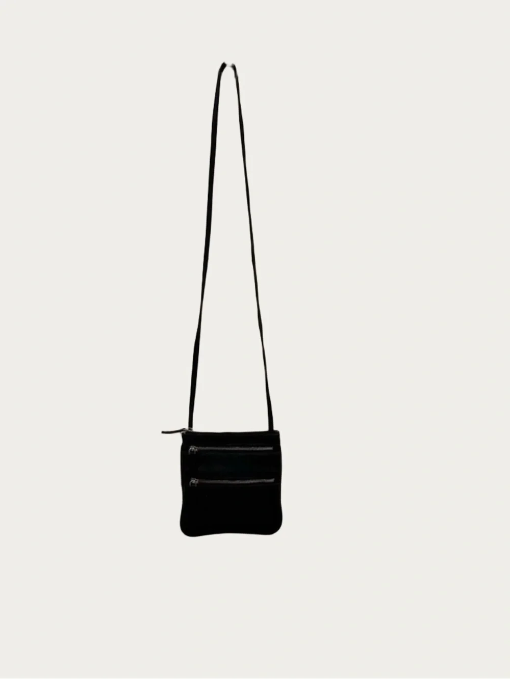 Vintage Paul & Taylor Black Leather Crossbody Multi Zippered Pocket Bag